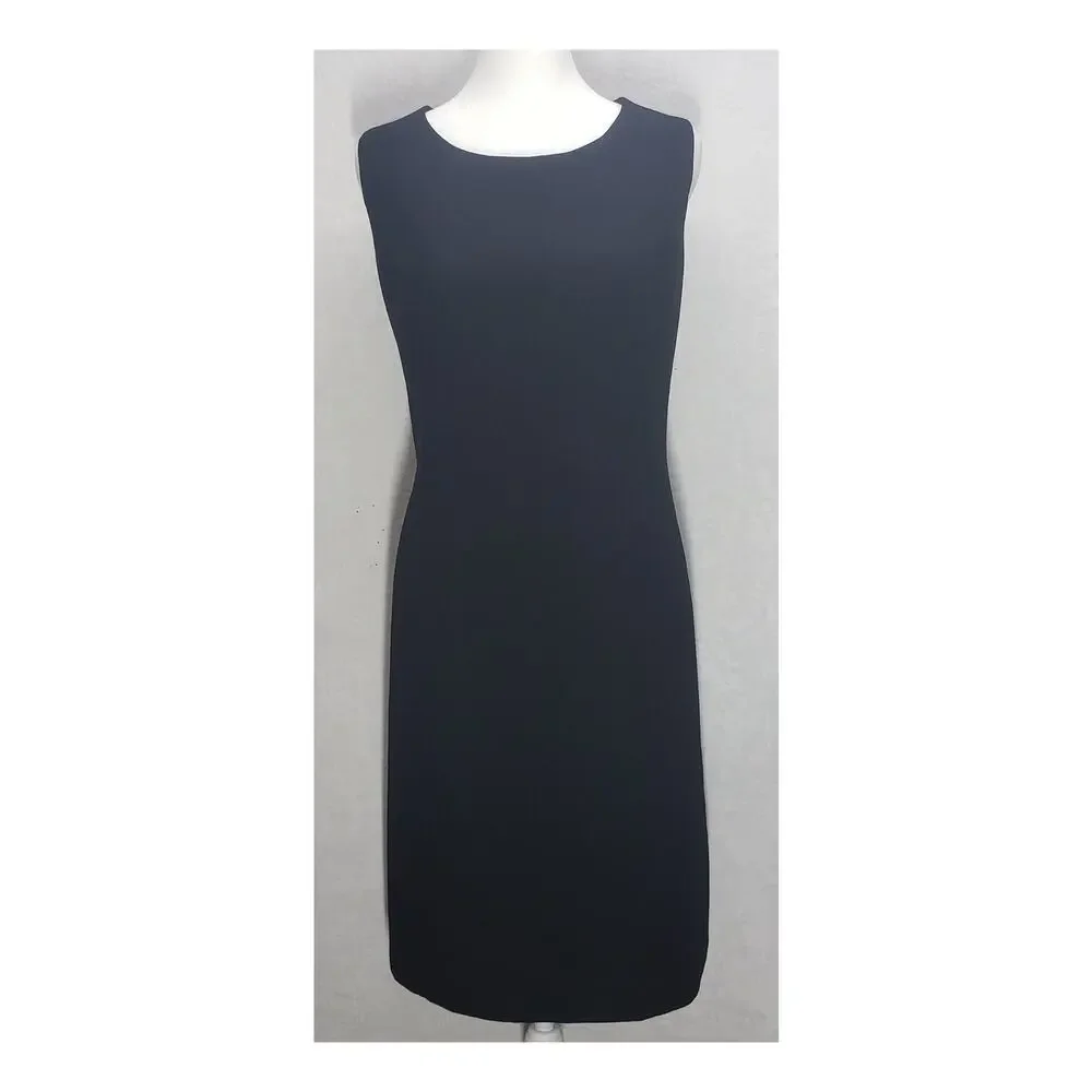 Danny & Nicole Black Sheath Dress Sz 12 Minimalist Y2K Corporate Chic Goth LBD